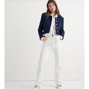 J Crew $128 White High Rise Slim Demi Boot Pant in Courduroy Size 25 BM744